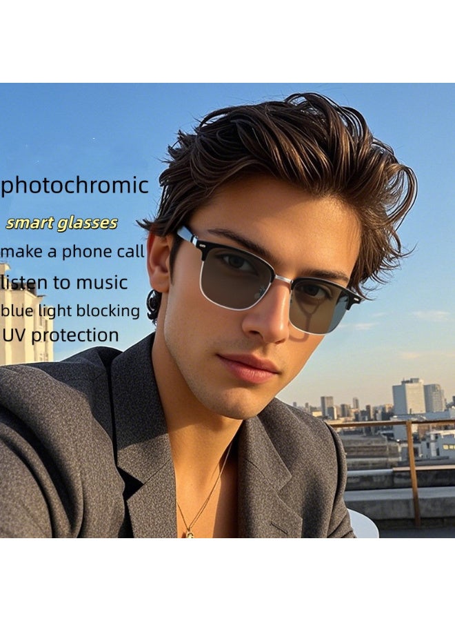 ZESITH Title: Grey Silver Smart Bluetooth Glasses 15, Photochromic Anti Blue Light Myopia Glasses, Long Battery, Fashion - Image 1