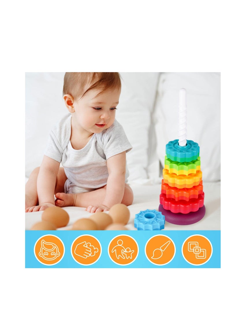 Generic - Spinning Stacking Toys, Stacking Toy for Babies and Toddlers, Rainbow Spin Tower, Educational Toddler Learning Toys, Autism Spin Stack Toys, Suitable for Gifts for Boys and Girls - Image 1