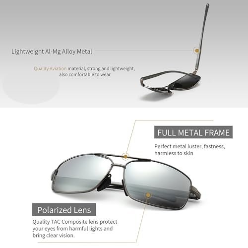 SUNGAIT Ultra Lightweight Rectangular Polarized Sunglasses Men UV400 Protection SGT458QH-QSY-7 - Image 4