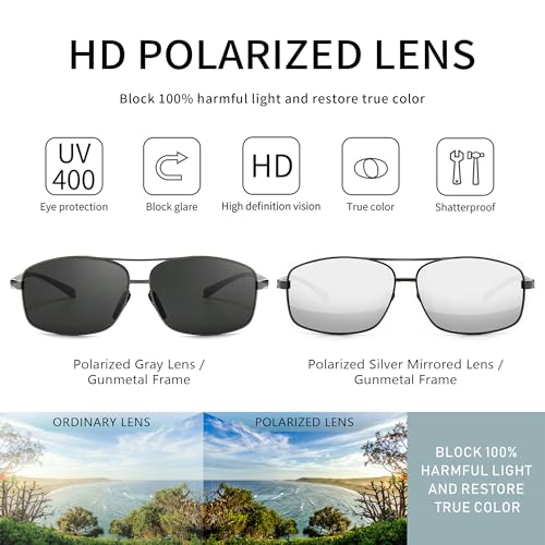SUNGAIT Ultra Lightweight Rectangular Polarized Sunglasses Men UV400 Protection SGT458QH-QSY-7 - Image 2
