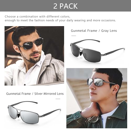 SUNGAIT Ultra Lightweight Rectangular Polarized Sunglasses Men UV400 Protection SGT458QH-QSY-7 - Image 3