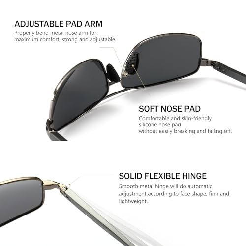 SUNGAIT Ultra Lightweight Rectangular Polarized Sunglasses Men UV400 Protection SGT458QH-QSY-7 - Image 5