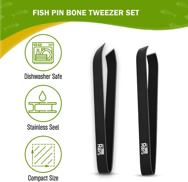 RAYS Fish Bone Tweezer Set,4.3" Stainless Steel 2 Piece, Flat and Slant tips Fish bone removal tool. - Image 4