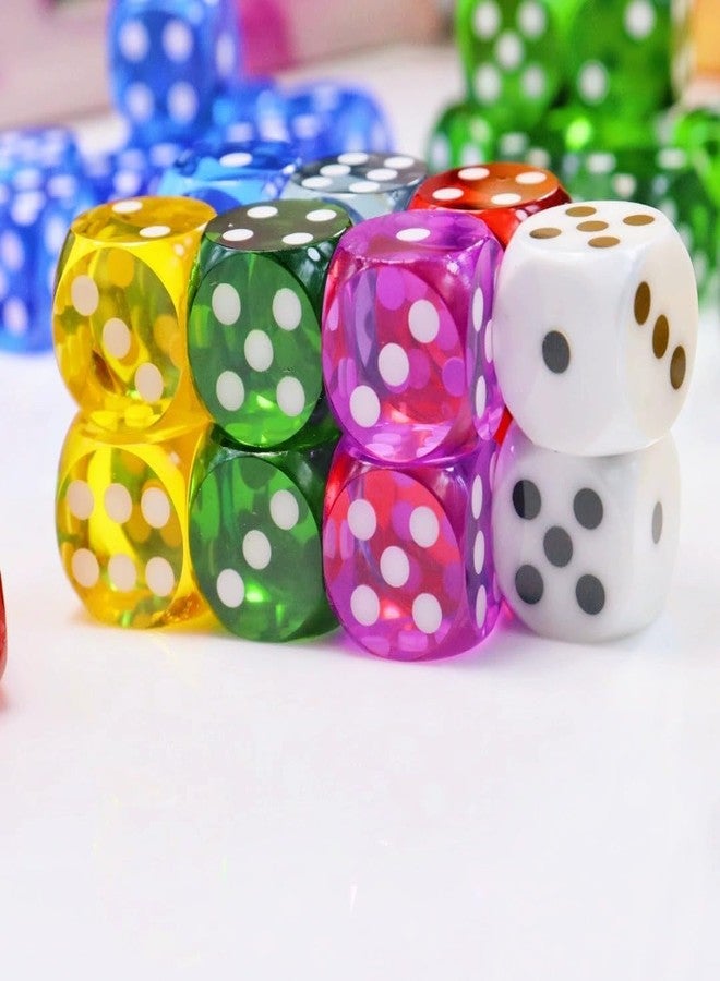 aoukoslt 5Pcs 25mm Multicolor Rainbow Crystal Dice Set, Waterproof 6-Sided Translucent Game Dice with Rounded Edges for Classroom Teaching, Dice Games - Image 3