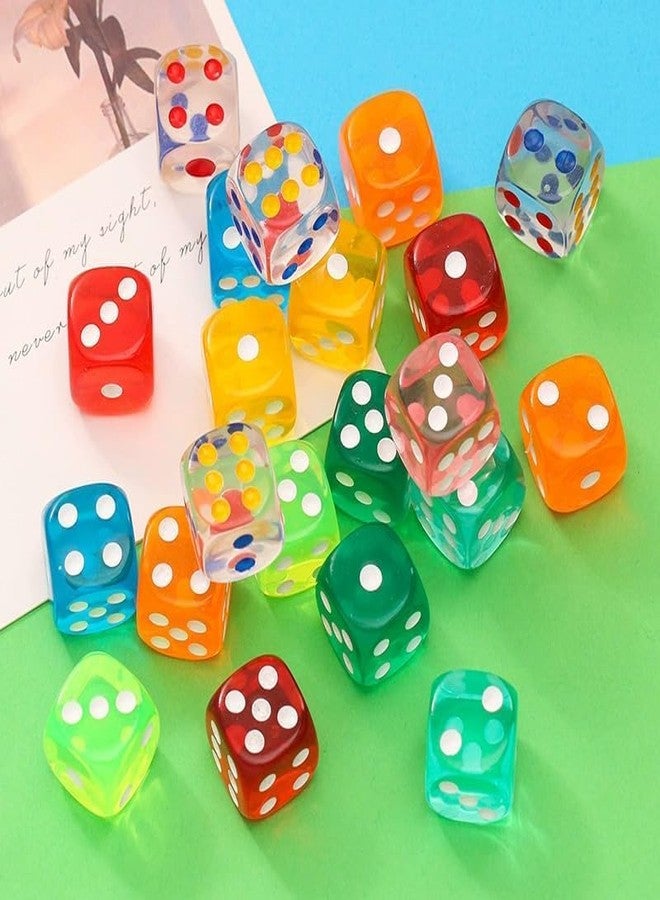 aoukoslt 5Pcs 25mm Multicolor Rainbow Crystal Dice Set, Waterproof 6-Sided Translucent Game Dice with Rounded Edges for Classroom Teaching, Dice Games - Image 5