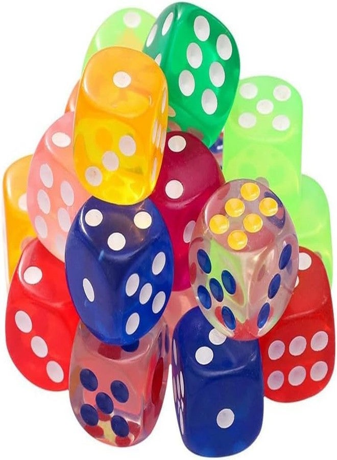 aoukoslt 5Pcs 25mm Multicolor Rainbow Crystal Dice Set, Waterproof 6-Sided Translucent Game Dice with Rounded Edges for Classroom Teaching, Dice Games - Image 1