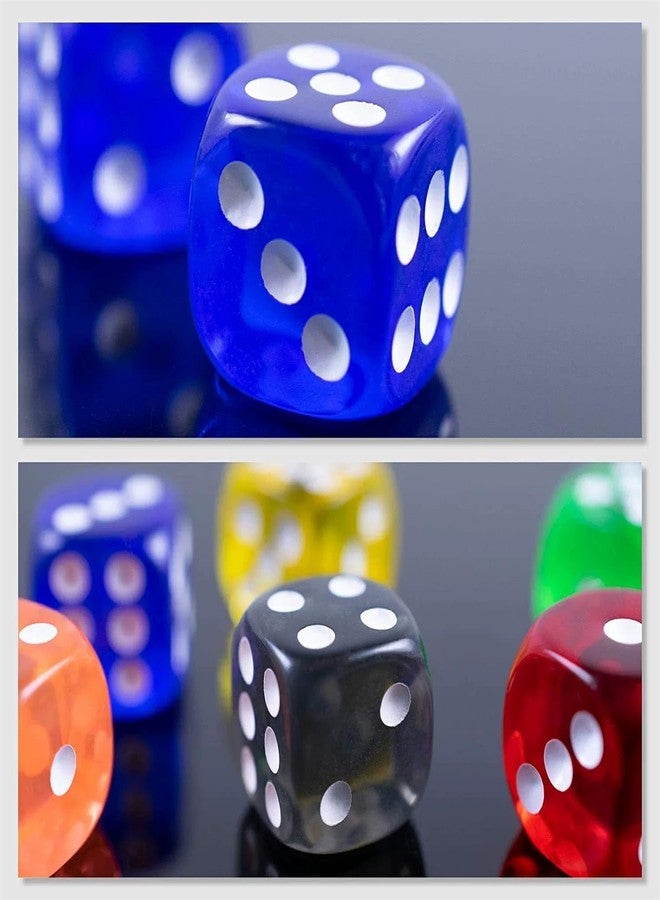 aoukoslt 5Pcs 25mm Multicolor Rainbow Crystal Dice Set, Waterproof 6-Sided Translucent Game Dice with Rounded Edges for Classroom Teaching, Dice Games - Image 4