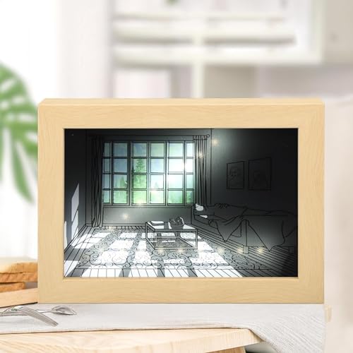 EITHEO 3D LED Painting Photo Frame Reflecting Light for Wall 3 Color Mode Adjustable Brightness | Sunset LED Night Light - Decorative & Night Lamp for Bedroom Home - Image 2