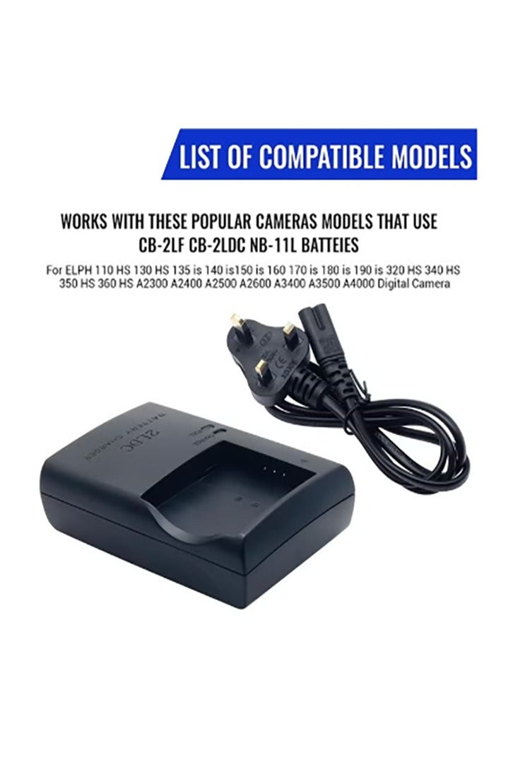 CB-2LDC CB-2LF Cameras Charger for Canon NB-11L NB-11LH Battery PowerShot ELPH 110 HS 320 HS 340 HS 350 HS IXUS 135 140 150 160 170 180 190 A2300 is A2400 A2500 A2600 A3400 A3500 A4000 IXUS 125 HS - Image 2