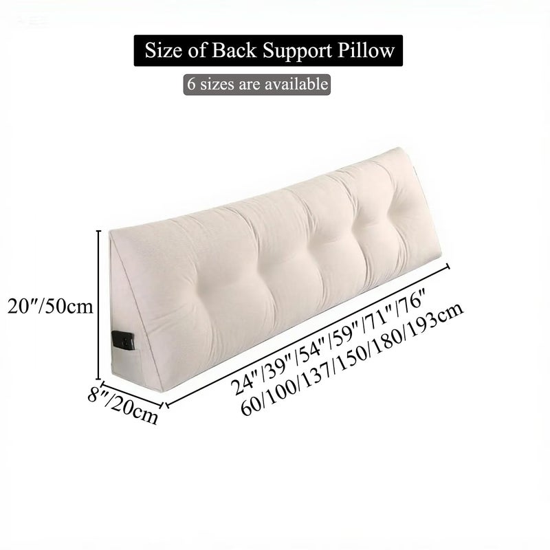 SAMTY Full Triangle Bed Wedge Pillow for headboard Gap Triangular Reading Pillows for Sitting in Bed Adult Wedge headboard Pillow, Beige - Image 3