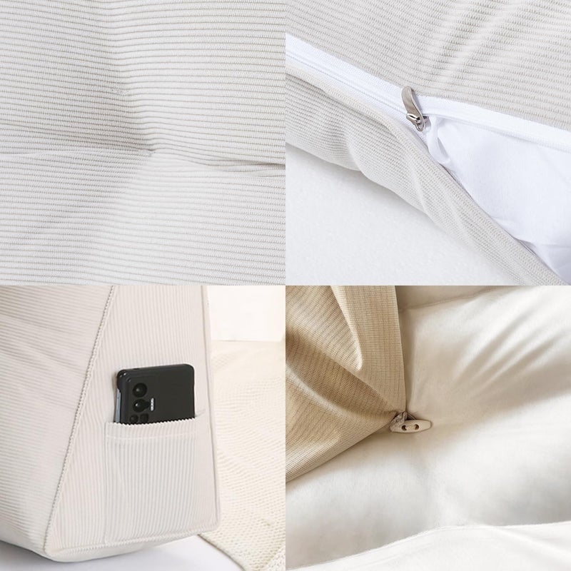 SAMTY Full Triangle Bed Wedge Pillow for headboard Gap Triangular Reading Pillows for Sitting in Bed Adult Wedge headboard Pillow, Beige - Image 5