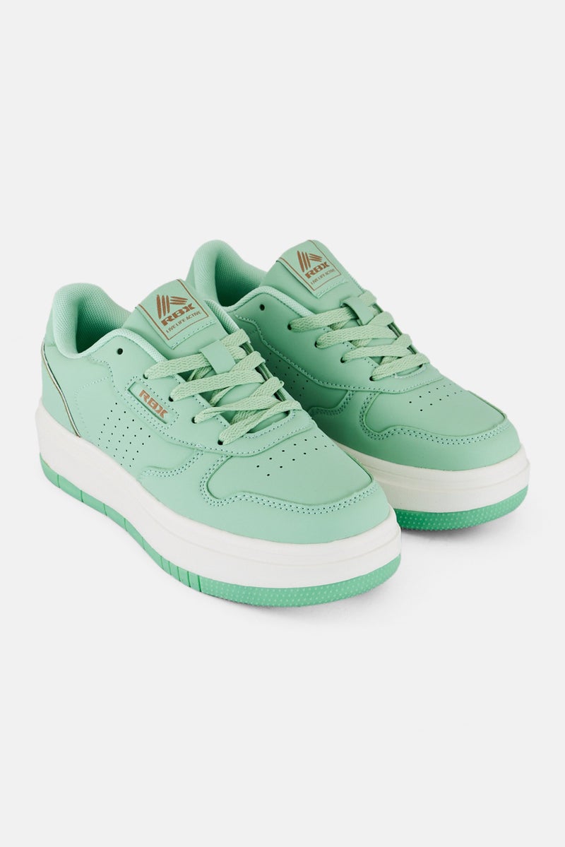 RBX Women Brand Logo Lace Up Outdoor Shoes, Mint Green - Image 1
