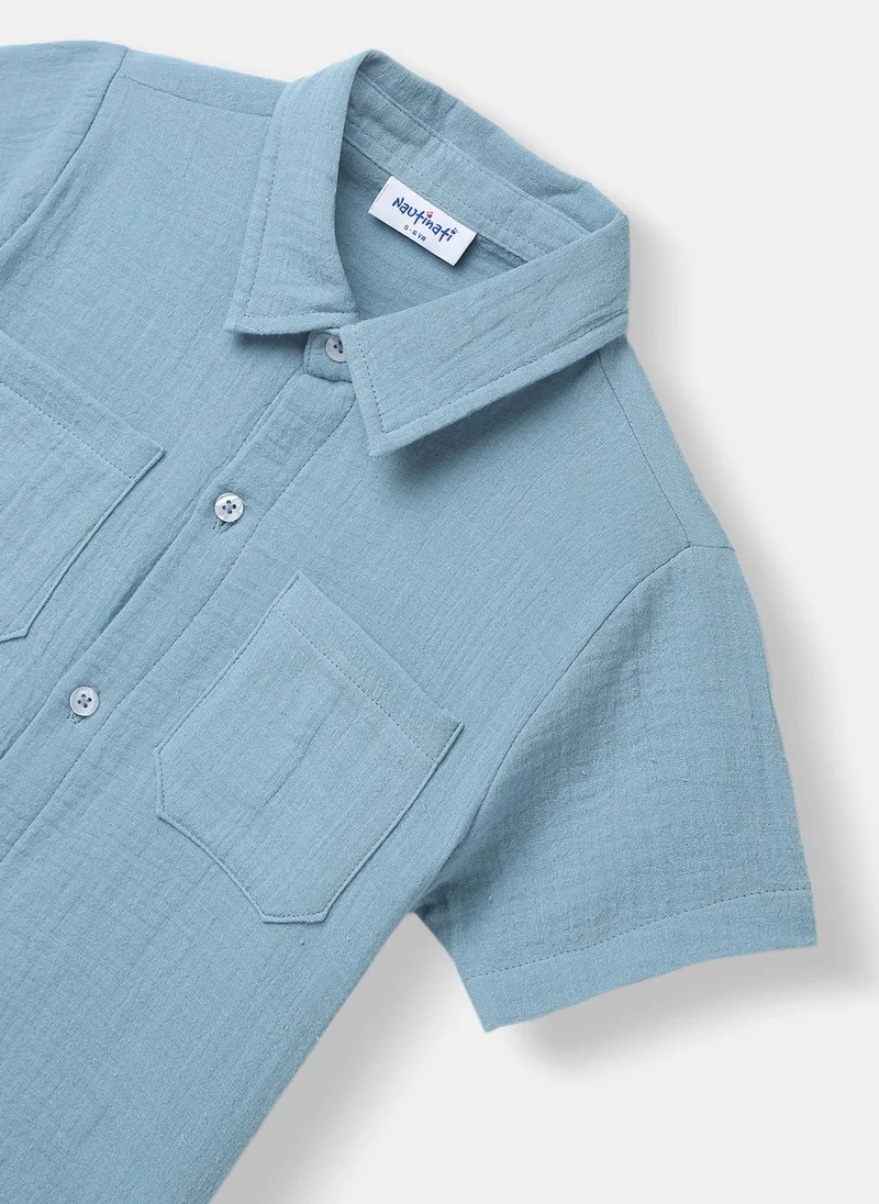 Nautinati Boys’ Shirt and Shorts Set | Front Pocket Shirt | Clothing Set for 2-10 Years