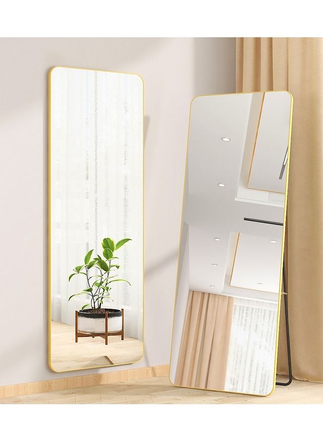 keke Full Length Floor Mirror 160 x 50 cm, Wall Mounted Dressing Mirror with Stand,HD Shatterproof Full Body Mirror for Bedroom, Living Room, Entryway, Gold - Image 4