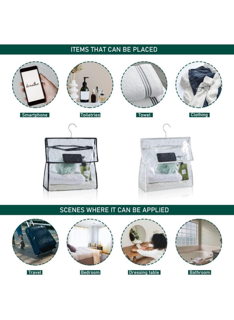 Waterproof Bathroom Clear Bag, with Phone Pocket, Clear Shower Organizer, Hanging Toiletry Bag, Travel Bathroom Storage, for Towels, Cosmetics, Toiletries (White) - Image 5