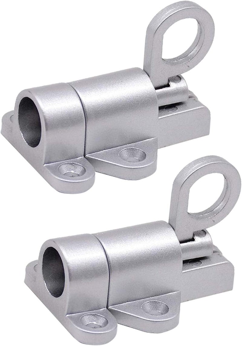 klarako 2pcs Metal Door Latch Lock Attic Door Window Gate Security Pull Ring Spring Bounce Home Door Bolt Security Latch Hasp Sliding Lock Silver - Image 2