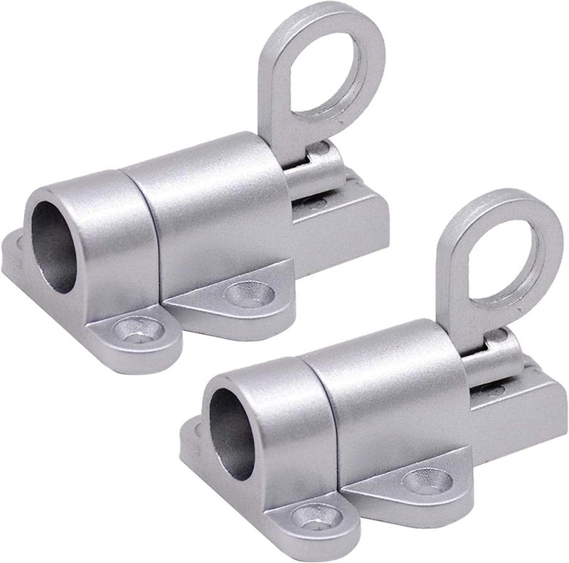 klarako 2pcs Metal Door Latch Lock Attic Door Window Gate Security Pull Ring Spring Bounce Home Door Bolt Security Latch Hasp Sliding Lock Silver - Image 1