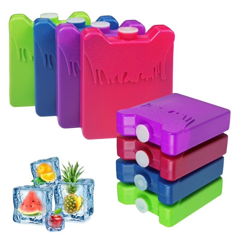 WORLD-BIO Ice Packs for Lunch Box Kids, Reusable Small Ice Packs for Kids Insulated Lunch Bag, Bento Box, Freezer Blocks for Coolers, Personalized Lunch Cold Pack Keep Food Fresh - Multicolored 8 Pack - Image 1