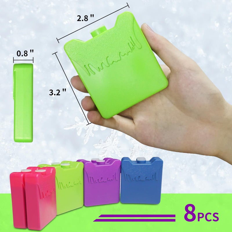 WORLD-BIO Ice Packs for Lunch Box Kids, Reusable Small Ice Packs for Kids Insulated Lunch Bag, Bento Box, Freezer Blocks for Coolers, Personalized Lunch Cold Pack Keep Food Fresh - Multicolored 8 Pack - Image 4