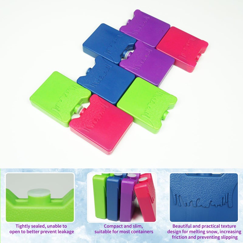 WORLD-BIO Ice Packs for Lunch Box Kids, Reusable Small Ice Packs for Kids Insulated Lunch Bag, Bento Box, Freezer Blocks for Coolers, Personalized Lunch Cold Pack Keep Food Fresh - Multicolored 8 Pack - Image 5