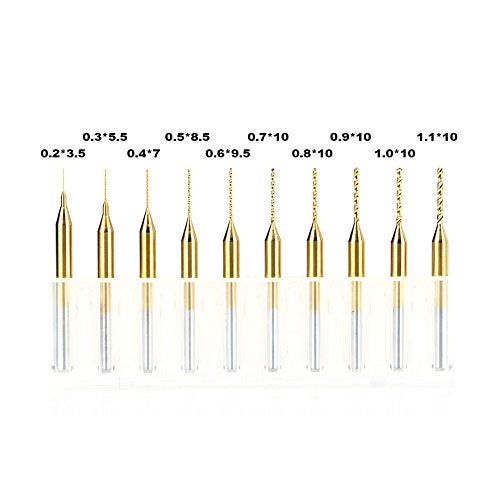 HUHAO 10pcs Micro Drill Bits Set, 0.2mm-1.1mm, 1/8" Shank Spiral Flute CNC Router Bits PCB Mini Drill Bits for Circuit Board Stone Jewelry CNC Engraving - Image 4