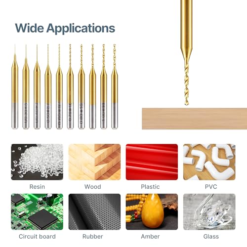 HUHAO 10pcs Micro Drill Bits Set, 0.2mm-1.1mm, 1/8" Shank Spiral Flute CNC Router Bits PCB Mini Drill Bits for Circuit Board Stone Jewelry CNC Engraving - Image 5