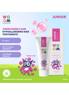 Toothpaste KIDS WOOM JUNIOR Bubble Gum Flavor  Natural Organic Toothpaste (for 6+ years old Kids), 50ml - pzsku/Z43A5E9565CB45A17E46DZ/45/_/1702900593/e5e28896-8b38-4ef9-bb79-a36d0e093c3f