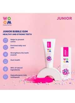 Toothpaste KIDS WOOM JUNIOR Bubble Gum Flavor  Natural Organic Toothpaste (for 6+ years old Kids), 50ml - pzsku/Z43A5E9565CB45A17E46DZ/45/_/1702900613/981a1fb1-ffe5-48b4-86a3-0478999ec4aa