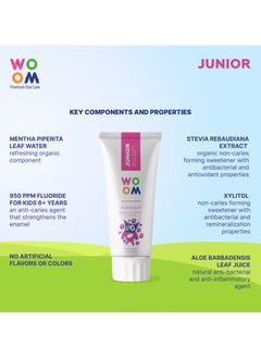 Toothpaste KIDS WOOM JUNIOR Bubble Gum Flavor  Natural Organic Toothpaste (for 6+ years old Kids), 50ml - pzsku/Z43A5E9565CB45A17E46DZ/45/_/1702900623/7db0b0b6-8abe-47d5-ac39-37703876ad23