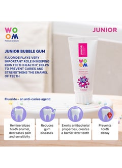 Toothpaste KIDS WOOM JUNIOR Bubble Gum Flavor  Natural Organic Toothpaste (for 6+ years old Kids), 50ml - pzsku/Z43A5E9565CB45A17E46DZ/45/_/1702900633/d6208c06-44b9-4f72-8173-e5e5eab03e4d