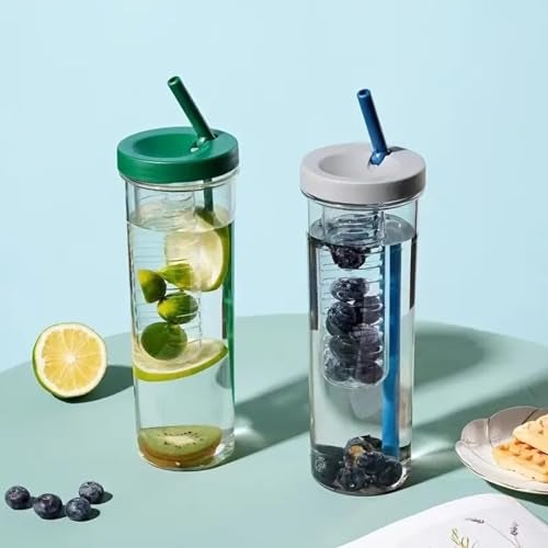Whitecloud TRANSFORMING HOMES Whitecloud Fruit Infuser Water Bottle 700ml, Leakproof Plastic Bottle with Straw, Portable Juice Infuser for Detox Water, Gym, Travel & Office (Multicolor) - Image 3