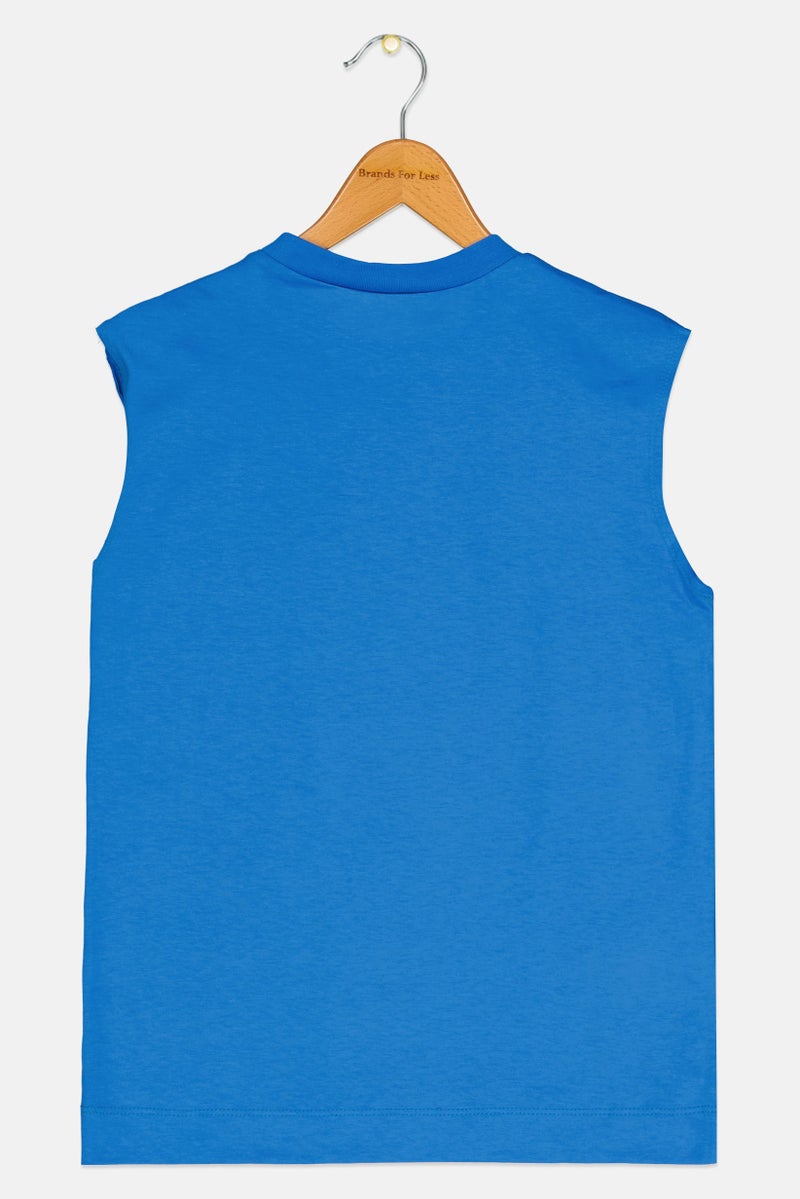 MARNI Kids Boy Sleeveless Brand Logo Vest, Blue  - Image 2