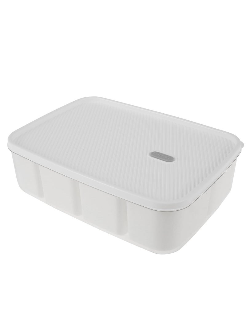 Excefore Divided Serving Tray with Lid, 8-Compartment Rectangular Snack Box Container, Snack Serving Platter for Home, 11.4×8.3×3.5 Inches - Image 1