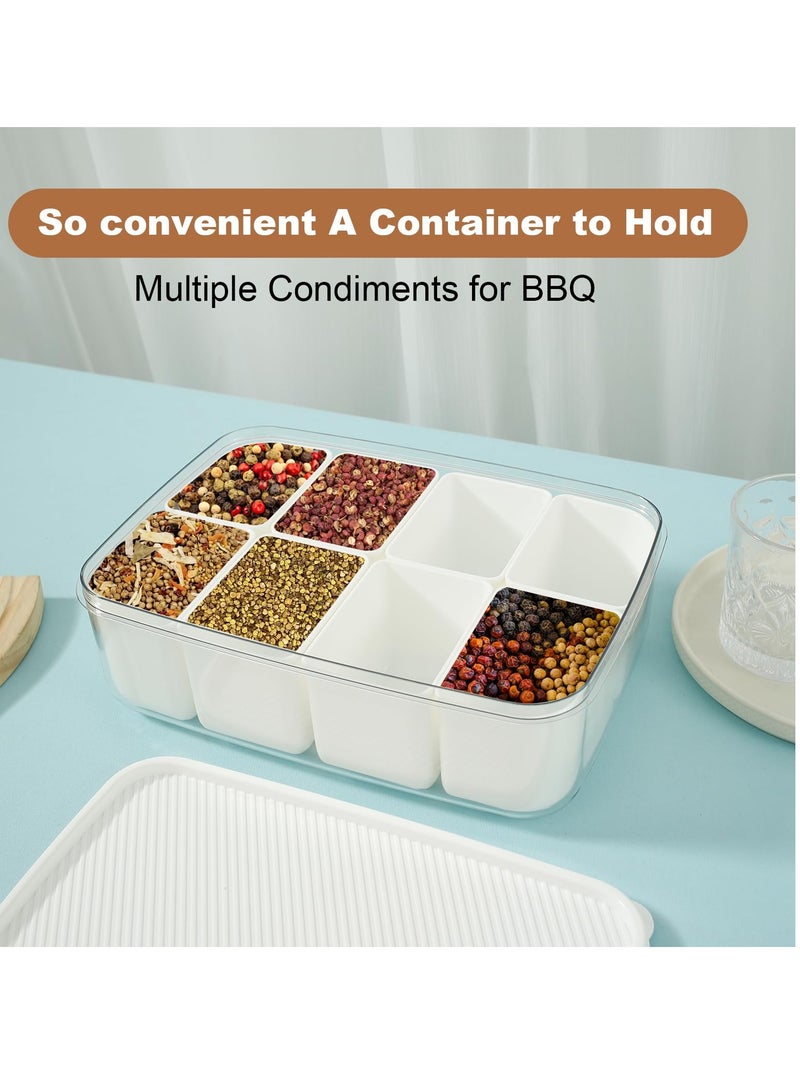 Excefore Divided Serving Tray with Lid, 8-Compartment Rectangular Snack Box Container, Snack Serving Platter for Home, 11.4×8.3×3.5 Inches - Image 3
