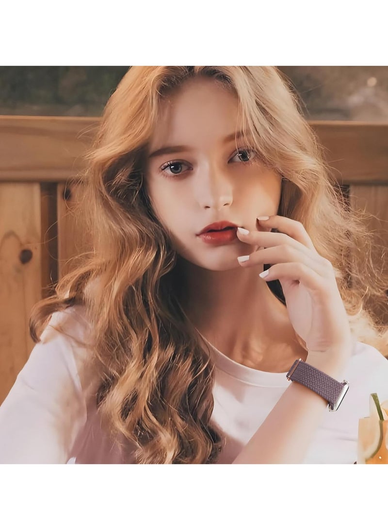 6 Pack Braided Stretchy Bands Compatible with Apple Watch Band 38mm 40mm 41mm 42mm Women Men, Adjustable Nylon Solo Loop Elastic Straps for iWatch Series 10 9 8 7 6 5 4 3 SE Ultra - Image 3