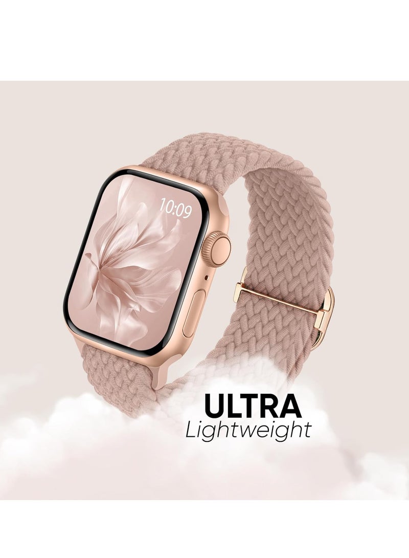 6 Pack Braided Stretchy Bands Compatible with Apple Watch Band 38mm 40mm 41mm 42mm Women Men, Adjustable Nylon Solo Loop Elastic Straps for iWatch Series 10 9 8 7 6 5 4 3 SE Ultra - Image 4