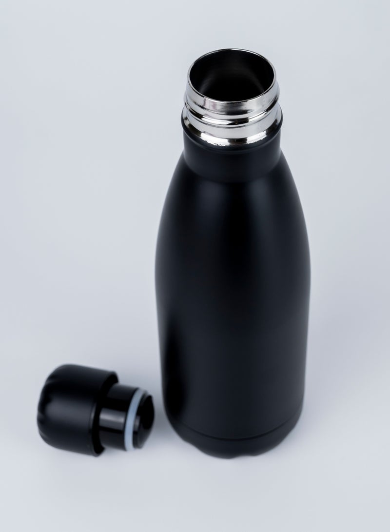 Nessan 500ml Sport Water Bottle Vacuum Insulated Stainless Steel Sport Water Bottle Leak-Proof Double Wall Cola Shape Water Bottle, Keep Drinks Hot & Cold - Black - Image 2