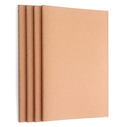 ZZTX 4 Pack Blank Kraft Notebooks, Blank Paper Sketchbooks for Drawing Doodling Writing,Travel Journal Set, A5, 36 Pages, 8.3” X 5.5” - Image 1