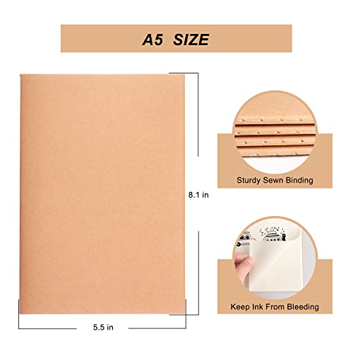 ZZTX 4 Pack Blank Kraft Notebooks, Blank Paper Sketchbooks for Drawing Doodling Writing,Travel Journal Set, A5, 36 Pages, 8.3” X 5.5” - Image 3