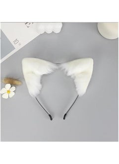 Generic White Cute Cat Ears Headband Long Fur Fox Ears Cosplay Headband with Bells Headwear Hairband for Party Costume  Hairhoop, Women's Headbands, Hats and Caps  - Image 1