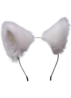 Generic White Cute Cat Ears Headband Long Fur Fox Ears Cosplay Headband with Bells Headwear Hairband for Party Costume  Hairhoop, Women's Headbands, Hats and Caps  - Image 2