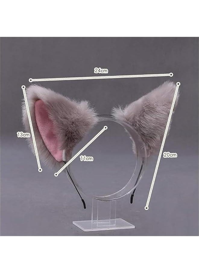 Generic White Cute Cat Ears Headband Long Fur Fox Ears Cosplay Headband with Bells Headwear Hairband for Party Costume  Hairhoop, Women's Headbands, Hats and Caps  - Image 3