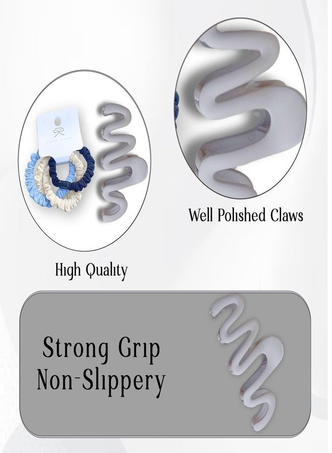 FHF Hair Clutcher for Women | Jumbo Hair Claw Clutcher Clip with 4 High Elastic Hair Rubber Bands | Elastic Hair Rubber for Thik Hair | Hair Accessories set for Girls & Women (Beige, 10 x 5 cm) - Image 5
