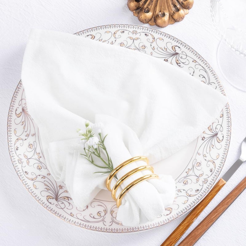 MLMW White Linen Cloth Napkins Set of 8 Summer Dinner Cotton Napkins Cloth Bulk Washable 1616 for Wedding Party Baby Bridal Shower Birthday Table Decorations - Image 3