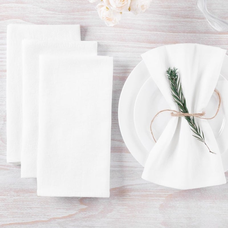 MLMW White Linen Cloth Napkins Set of 8 Summer Dinner Cotton Napkins Cloth Bulk Washable 1616 for Wedding Party Baby Bridal Shower Birthday Table Decorations - Image 4