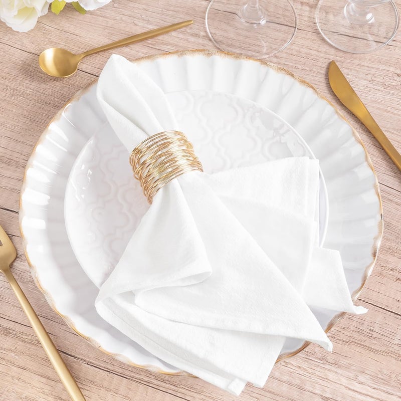 MLMW White Linen Cloth Napkins Set of 8 Summer Dinner Cotton Napkins Cloth Bulk Washable 1616 for Wedding Party Baby Bridal Shower Birthday Table Decorations - Image 1