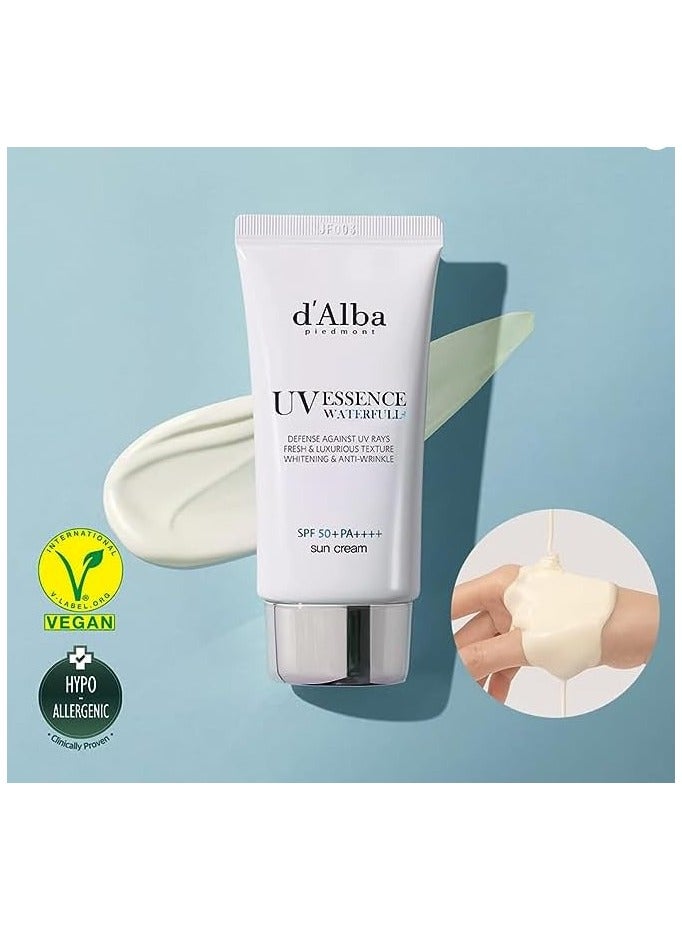 d'alba Piedmont Waterfull Essence Sunscreen, Vegan Skincare, Lightweight Sunscreen with BROAD SPECTRUM SPF 50+, Glowy, Safe for all Skin Types, Korean Skin Care - Image 2