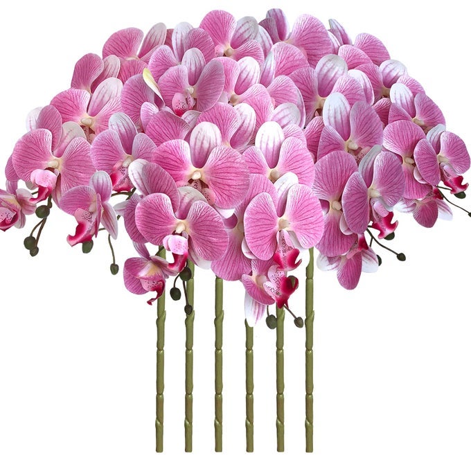 32 INCH ARTIFICIAL PHALAENOPSIS FLOWERS 6 PCS ARTIFICIAL ORCHID FLOWERS STEM PLANTS FOR HOME DCOR PINK