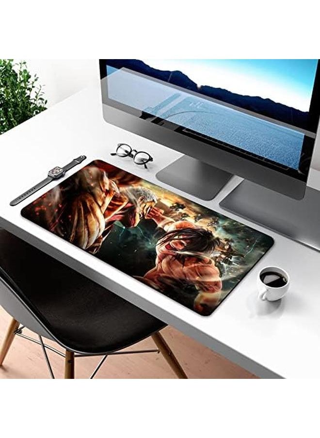 erorex - Anime Attack On Titan Mouse Pad Extended Large Gaming Mousepad For Home Office Non Slip Rubber Base With Stitched Edges Desk Mat For Computer Keyboard And Laptop 31.5X15.7X0.12Inch - Image 1
