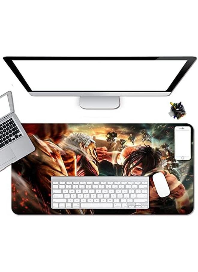 erorex - Anime Attack On Titan Mouse Pad Extended Large Gaming Mousepad For Home Office Non Slip Rubber Base With Stitched Edges Desk Mat For Computer Keyboard And Laptop 31.5X15.7X0.12Inch - Image 1